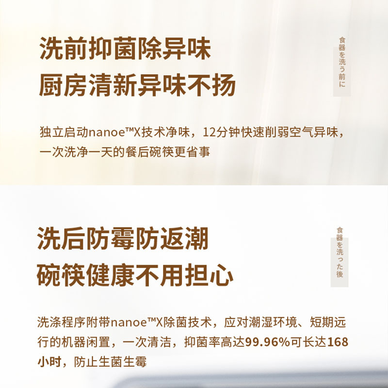 松下(Panasonic)6套家用 全自动智能台式洗碗机 免安装 独立烘干nanoe除菌 双层碗篮台式NP-TF6WK1高清大图
