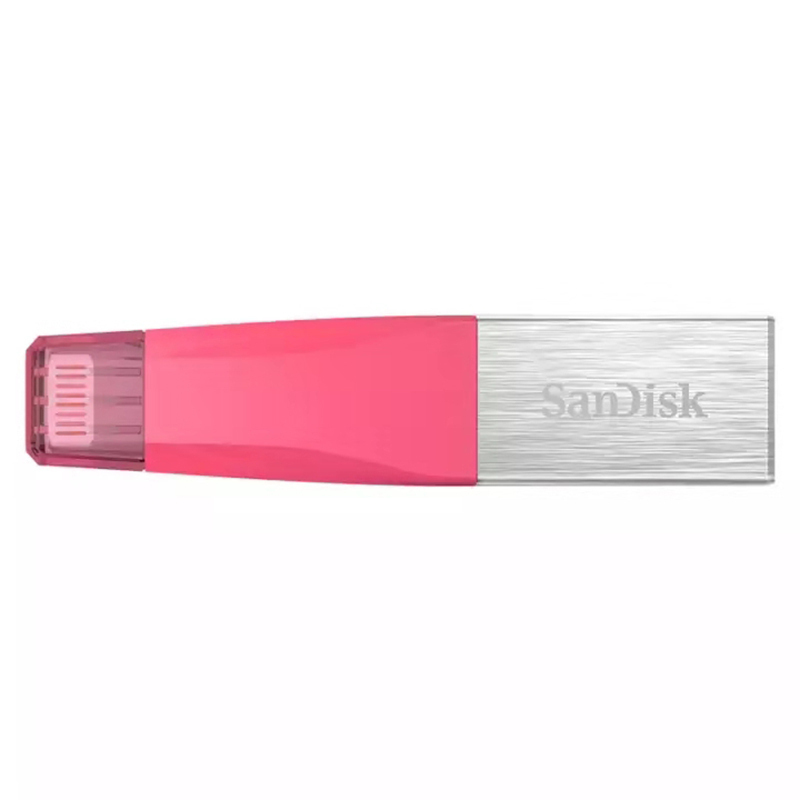 闪迪(Sandisk)128GB 欣享苹果手机U盘 iPhone/iPad内存扩容 手机电脑两用优盘 粉色