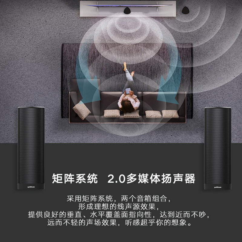 音磅(YOBBOM)回音壁音箱 壁挂音响S20A 智能电视音响 家庭智能音响 无线蓝牙wifi音箱