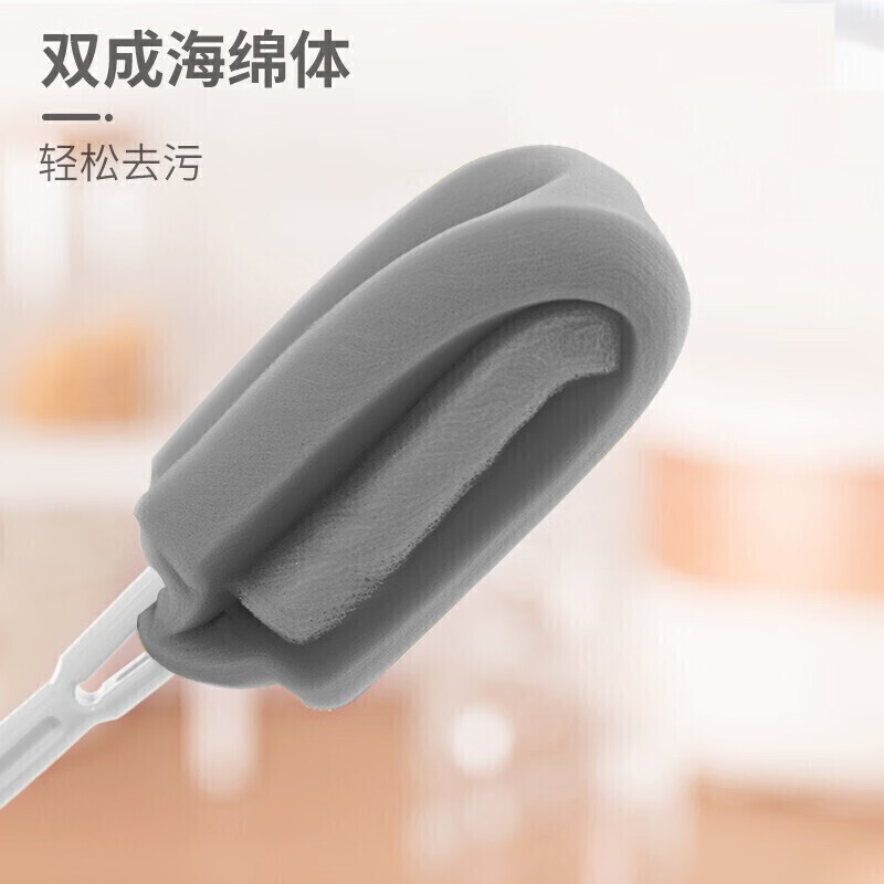 茶花(CHAHUA) 转动长柄杯刷2支奶瓶刷海绵洗刷杯子神器高清大图