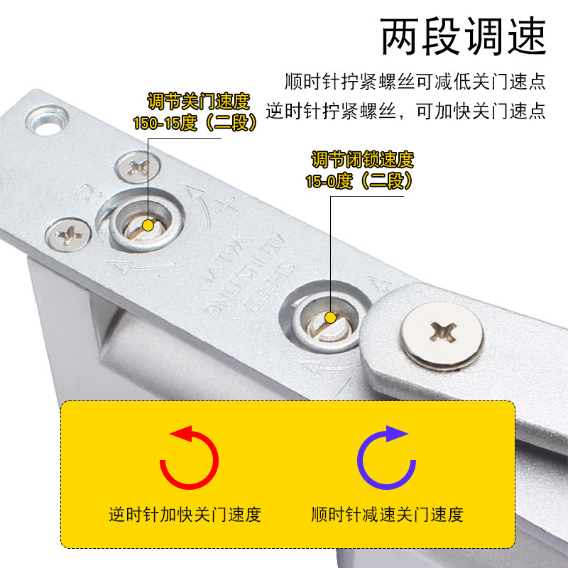 冀美闭门器隐藏式缓冲液压闭门器宾馆专用暗装暗藏式关门器 L大方闪银闭门器(定位)门重85KG以上高清大图