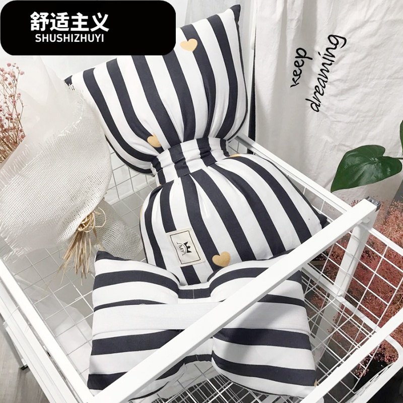 可爱蝴蝶结抱枕汽车靠枕颈枕沙抱枕全棉靠垫多功能可脱卸拆洗
