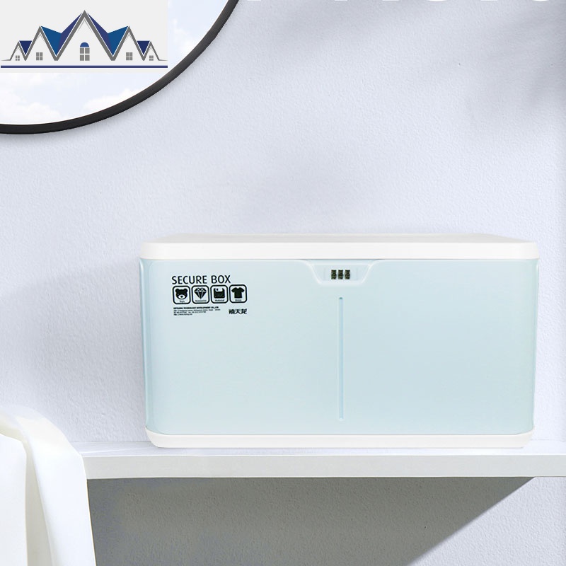 密码收纳箱文件收纳盒隐私箱子塑料带锁整理箱家用车载储物 三维工匠高清大图
