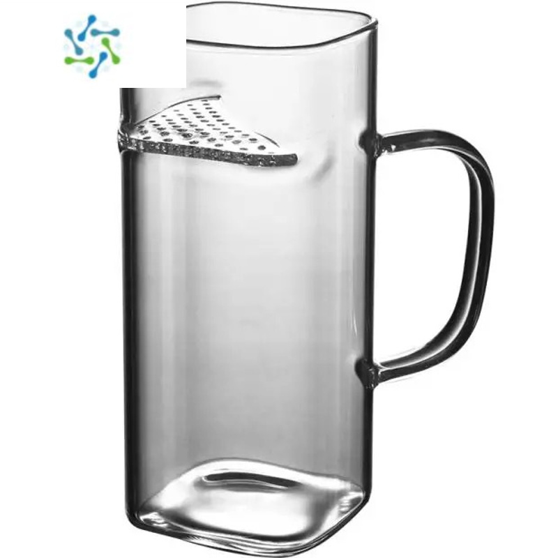 三维工匠方形月牙杯 玻璃带把绿茶杯 带滤网泡茶杯 四方月牙花茶杯分茶器 小方月牙200ML+2个品茗杯80ML酒具