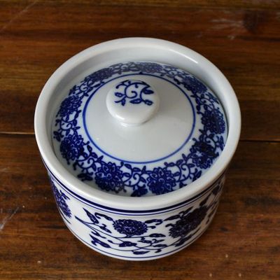 景德镇青花陶瓷调料罐作料瓶辣椒罐家用糖罐厨房调味瓶罐盐罐带勺 无孔不带勺