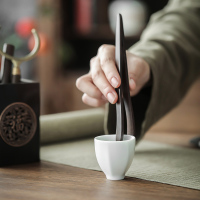 領藝 优选茶道六君子黑檀木功夫茶具茶台配件大全纯铜泡茶工具用品茶杯垫茶刀茶夹子套装