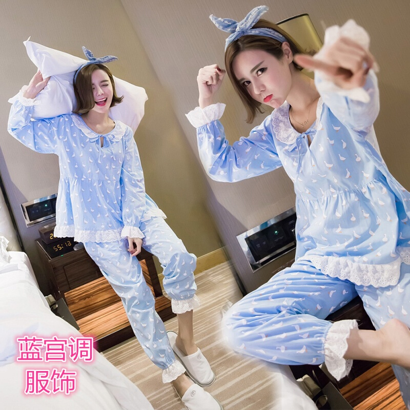 睡衣女秋季长袖甜美可爱韩版公主清新家居服夏套装春秋两件套