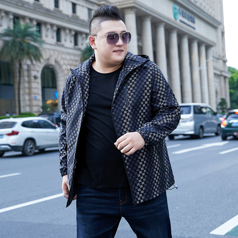 newlake特大号胖子外套男加肥加大码春秋潮流休闲宽松夹克肥佬风衣300