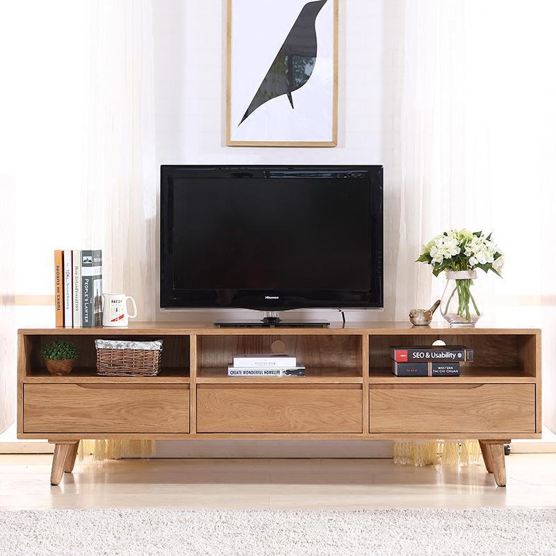 电视柜简约纯实木小户型日式简约现代客厅电视机柜地柜白橡木家具定制