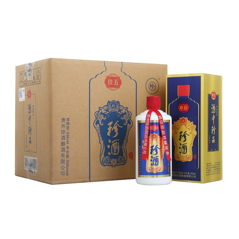 珍酒 珍五 53度 500ml*6 箱装 酱香型 白酒