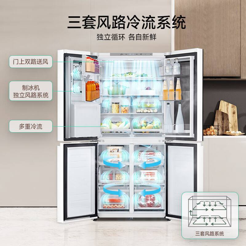 LG 精华白F544MEH85D 508升十字门冰箱 智能自动制冰机轻敲即现透视窗美妆冰箱风冷无霜[敲一敲系列]高清大图