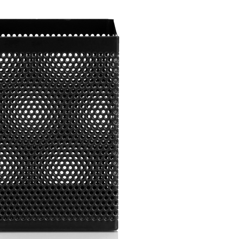 得力908简约时尚笔筒多功能网纹网格笔插收纳方形金属高清大图