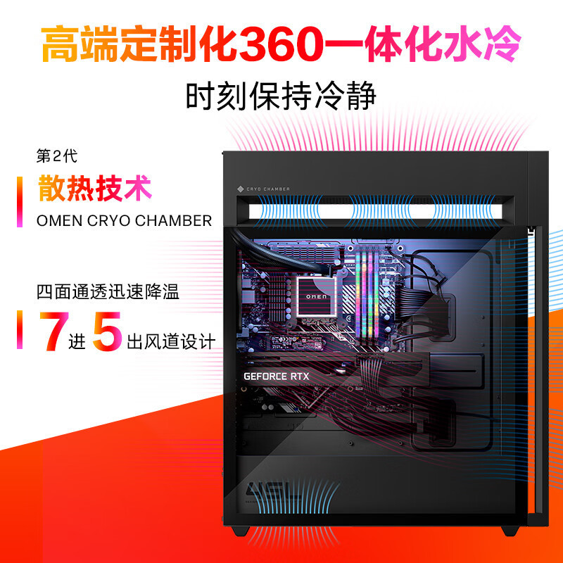 预售 惠普HP暗影精灵9 GT22-188rcn高性能定制水冷电竞高端台式机游戏电脑主机i9-13900K RTX4090 24G独显 128G内存 2TB固态+2TB机械 旗舰版