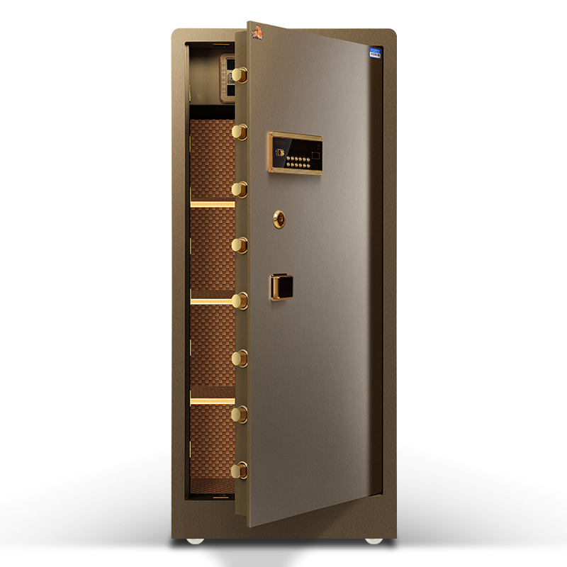 保险柜双保险保管柜 家用办公1.5米大型电子密码全钢入墙保险箱 虎牌致尚-150型-咖啡金色-电子