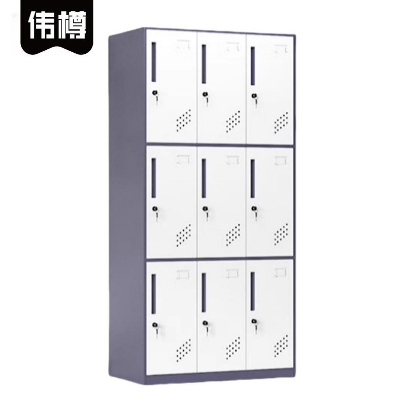 伟樽钢制更衣柜灰白套色9门加隔板900*400*1850mm台高清大图