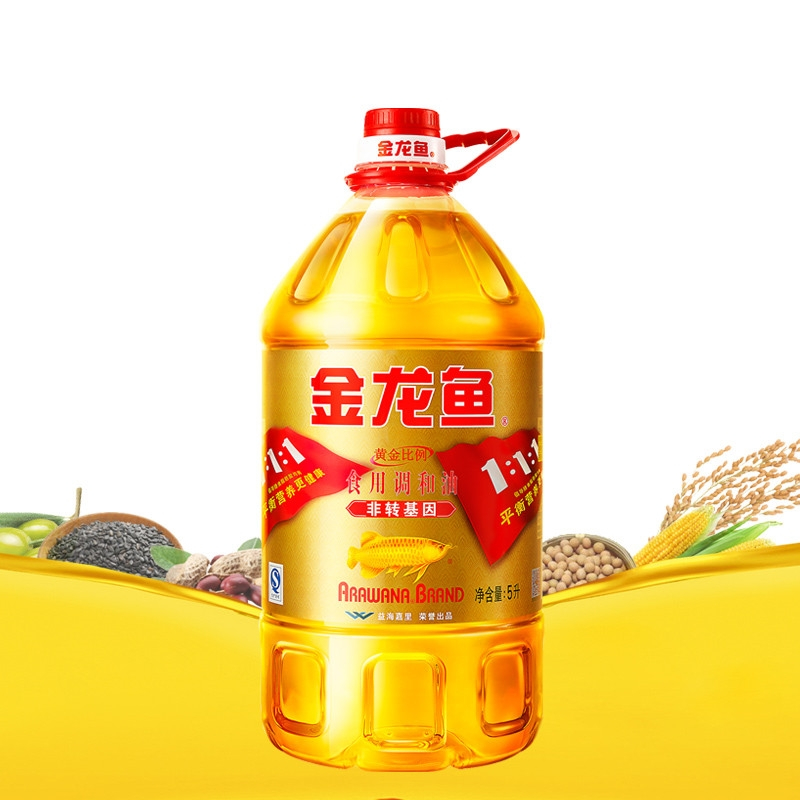 金龙鱼 食用油 非转基因黄金比例食用调和油5L(新老包装随机发货)