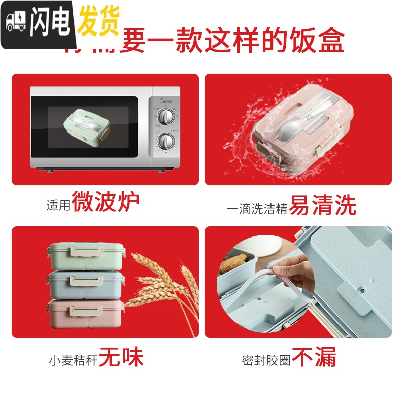 三维工匠上班族饭盒女韩式便当盒可微波炉密封学生带盖分格带提手袋送餐具 韩式便当盒蓝+保温袋蓝[2套]高清大图