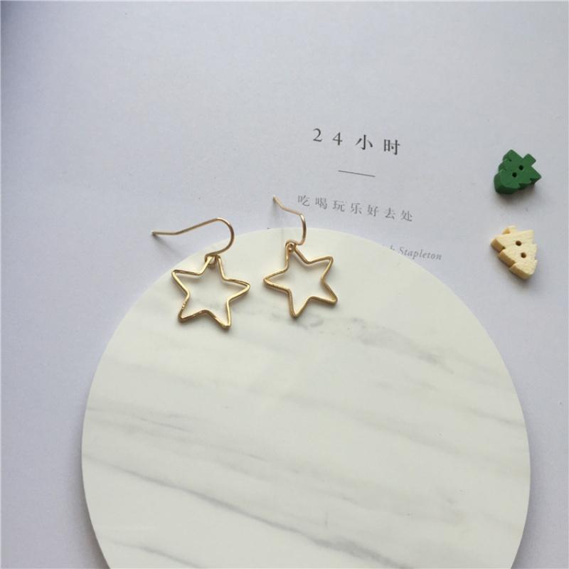 极简 镂空五角星 耳环 耳坠 可爱简约风女送女朋友七夕情人节礼物