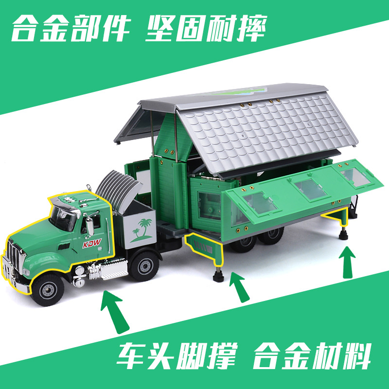 双层豪华开房车玩具旅行车拖挂车玩具车模型超大合金小汽车仿真 豪华房车绿色[盒装+小车]