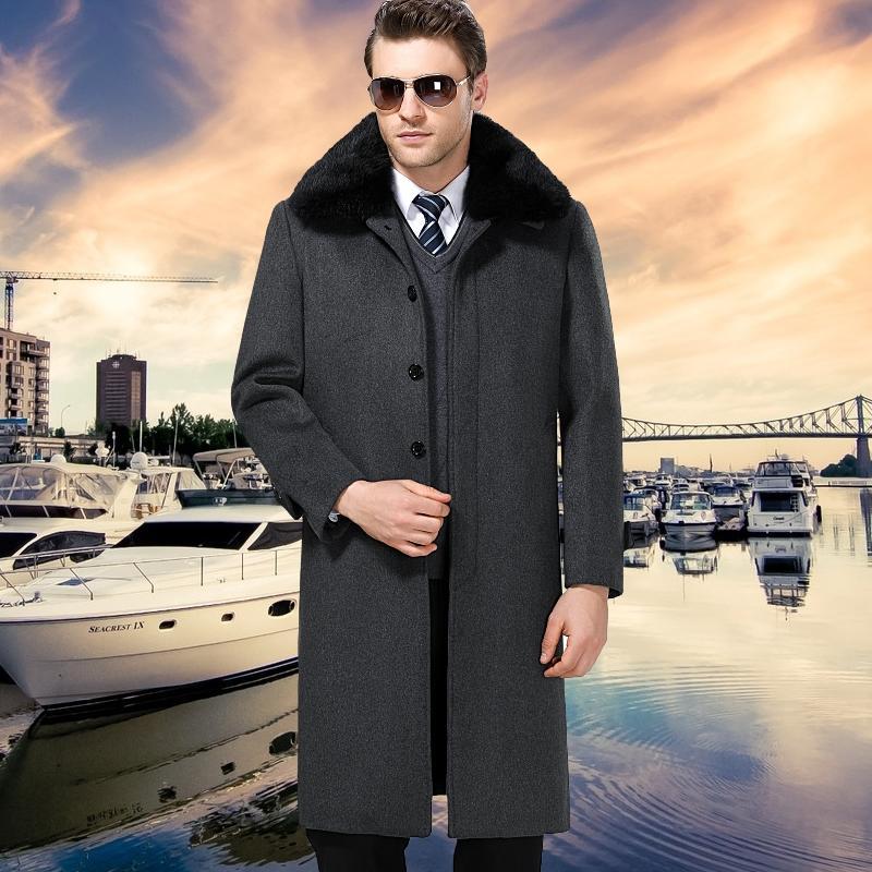 高端呢子羊绒大衣羊毛呢子大衣男中老年过膝长款父亲风衣毛呢大衣爸爸羊毛呢子外套加厚品牌官方旗舰店特卖高清大图