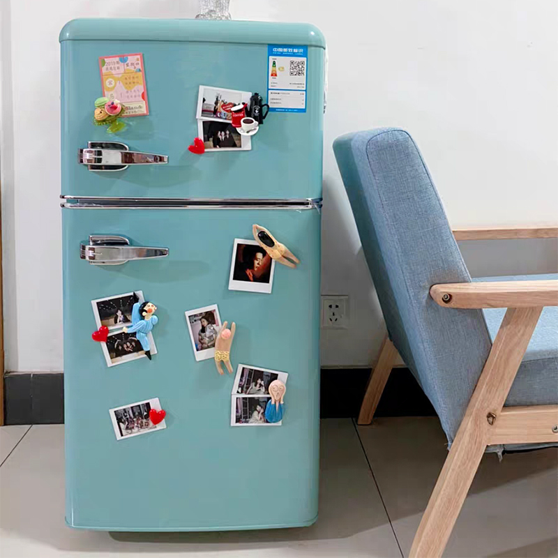 志高chigo118升欧式复古网红民宿时尚彩色冰箱小型家用双门电冰箱