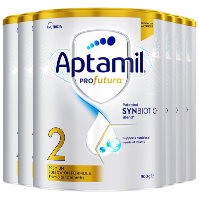【6罐装】Aptamil澳洲原装进口爱他美白金版2段6-12个月婴幼儿配方奶粉900g