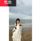 YIBUSHENG白色吊带连衣裙女2024春季新款海边度假风蛋糕裙沙滩小个子长裙