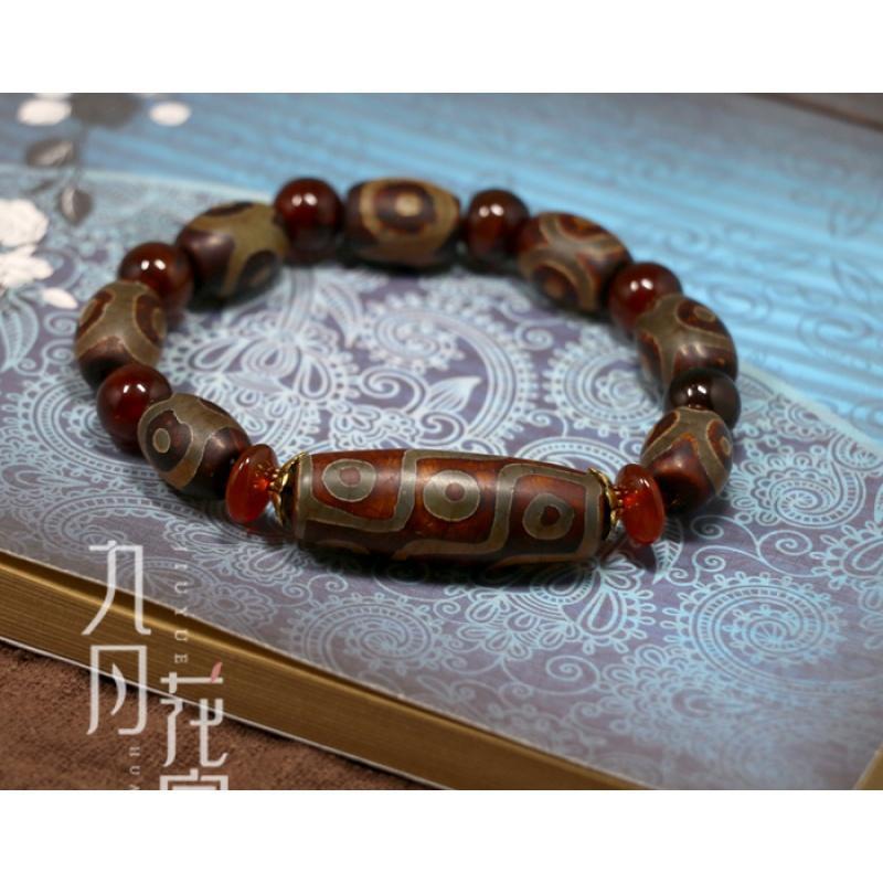 天然西藏老天珠玛瑙手串 三眼藏式民族风男士复古个性大气手链 钏送女朋友老婆生日礼物送女朋友七夕情人节礼物