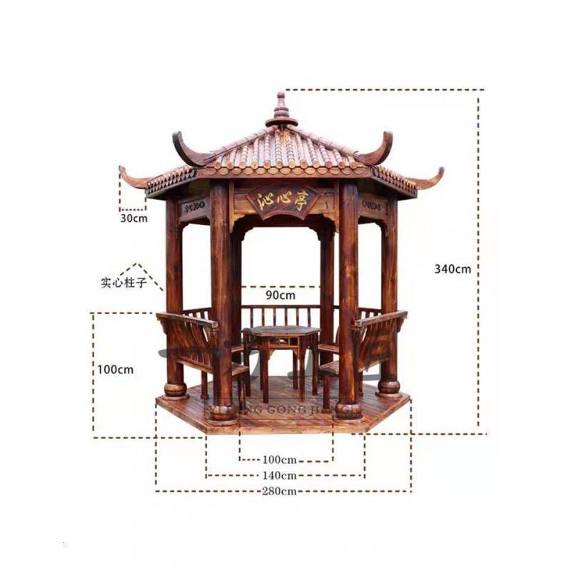 森美人庭院别墅酒店室内凉亭户外防腐四角六角凉亭中式实木亭子木屋 凉亭图纸