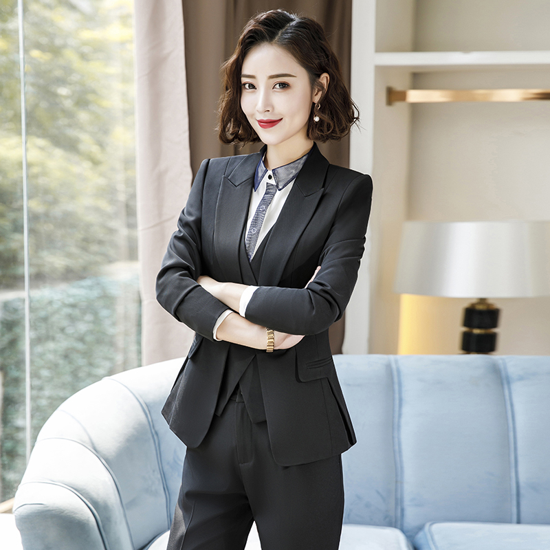 韩国呢料西装外套职业装套裤ol气质女装工作正装通勤工作服大码优雅v