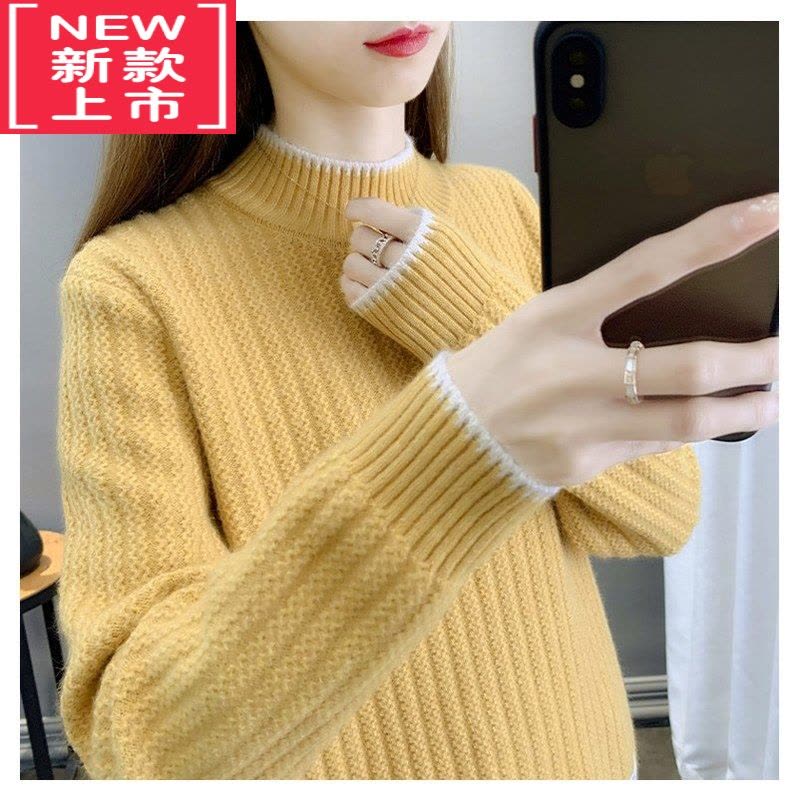 可莉允12女大童加厚毛衣女秋冬2022新款初中学生15女孩半高领针织打底衫图片