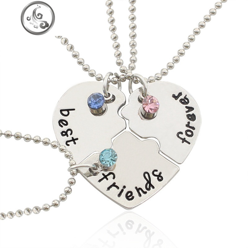 韩版闺蜜项链女三人款友谊拼接学生姐妹生日便宜圣诞锁骨链 JiMi高清大图