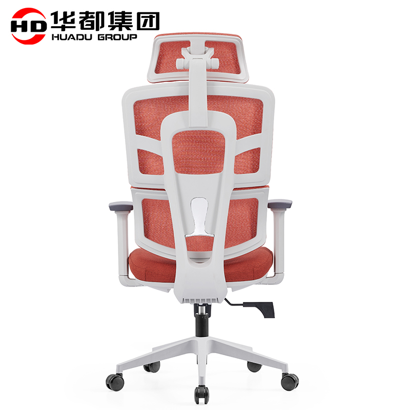 HDYX-16 露滴白橙网布工学转椅工学网布椅办公电脑椅子扶手升降转椅弓形可躺午休会议职员培训椅高清大图