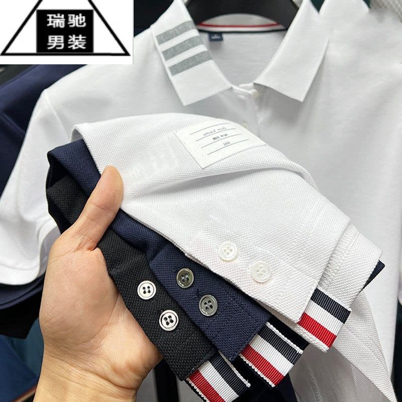 希杰狮王高端polo衫男短袖夏季开叉衣服有领t恤男装翻领丅血潮流图片