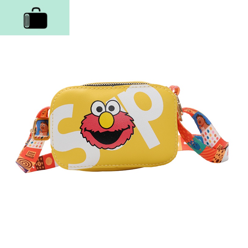 儿童潮包包时尚亮面小方包女童迷你单肩包出行美爆韩版配饰零钱包NEWLAKE 黄色