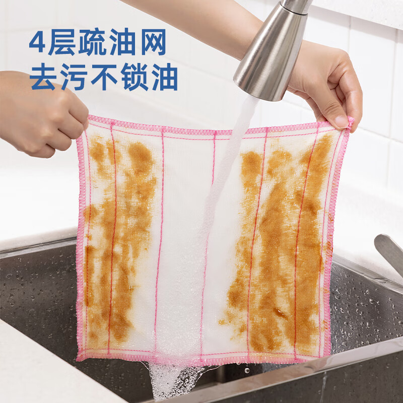 得力(deli)得心LQ394洗碗布 28x28cm粘胶纤维(混色)(10片/包)高清大图