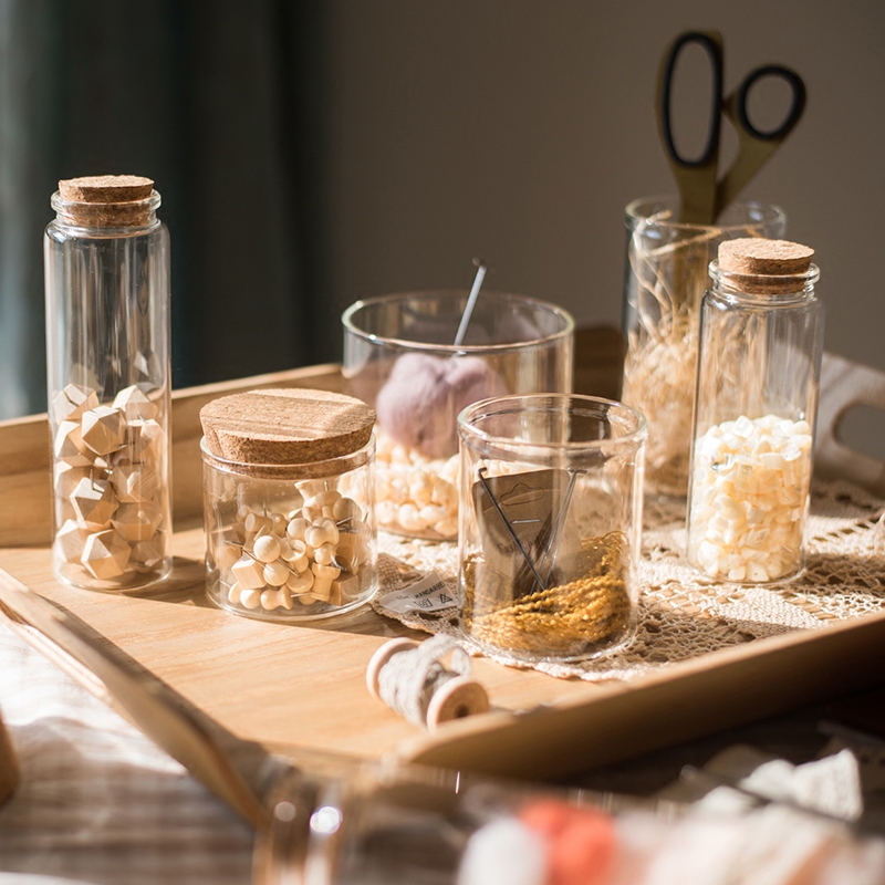 美帮汇软木塞高硼玻璃瓶装饰摆件微景观玻璃罐收纳杂货干花标本 G(6.5cmX6cm)高清大图