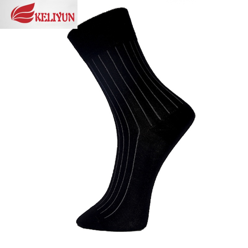 可莉允袜子男士商务高端正装黑色长筒袜配皮鞋西装春秋色中筒棉高腰