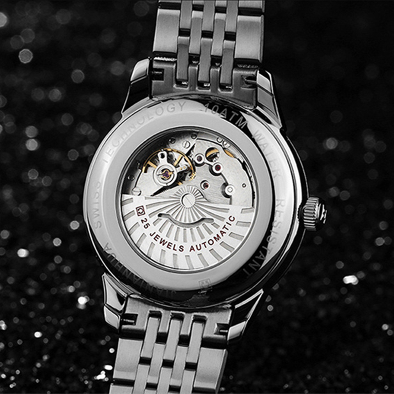 瑞士嘉年华CARNIVAL手表 新款商务系列防水男士全自动机械表 男正装时尚双日历精钢男表 精钢金属腕表8612G高清大图