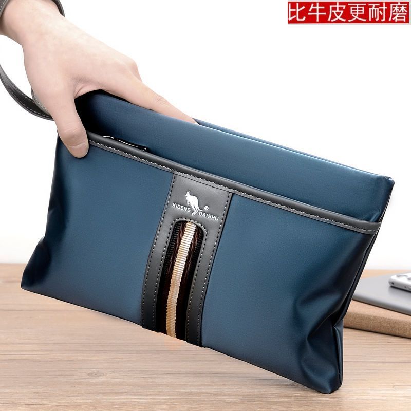 新款手抓包男士手拿包帆布大容量横款休闲气质牛津布夹包手包