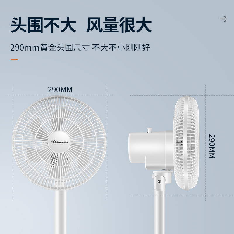 赛亿(Shinee)电风扇落地扇 家用办公室台立升降式静音可摇头非遥控六风叶电风扇FS-N9-D(定时延长线款)