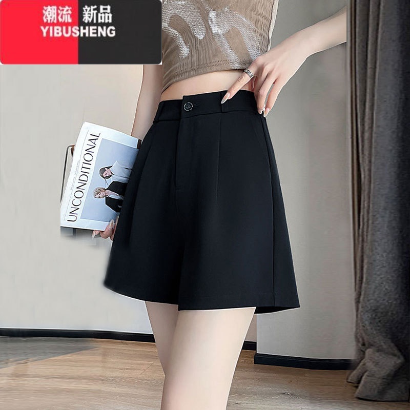 YIBUSHENG黑色西装短裤女2024高腰新款季薄款小个子五分裤气质a字休闲0高清大图