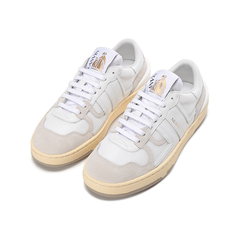 浪凡lanvin女士心动系列织物配皮clay网眼系带休闲运动鞋板鞋fwskdk00