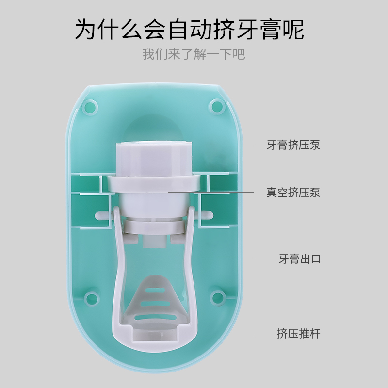 挤牙膏器壁挂式家用懒人收纳儿童全自动挤压器牙刷置物架子免打孔 三维工匠 深蓝高清大图