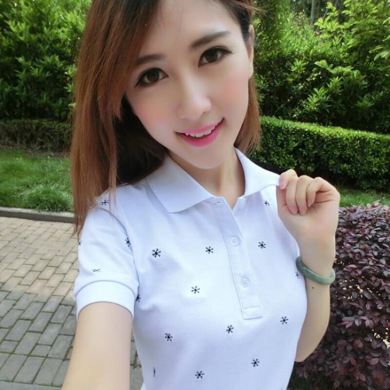 2018夏季韩版polo衫女短袖有领T恤女士翻领体恤修身半袖
