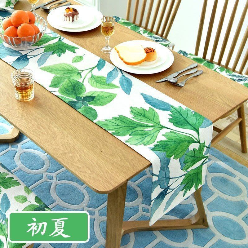 家柏饰(CORATED)现代简约风桌旗北欧棉麻小清新床尾巾电视柜鞋柜布茶几布艺 初夏 30*140cm图片
