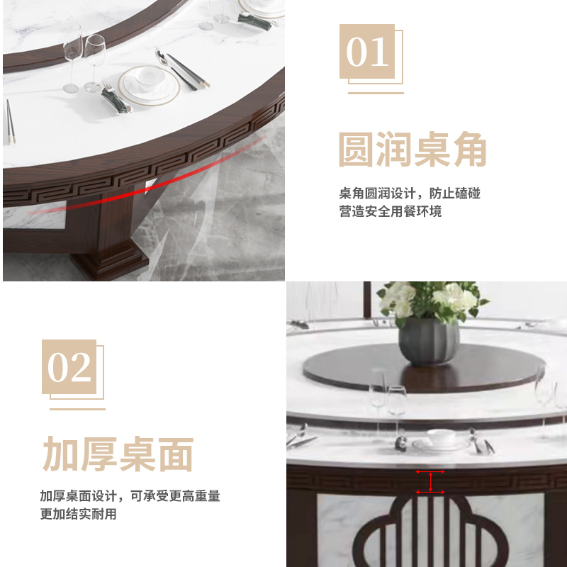 匡大 餐桌实木餐桌 圆餐桌2.2米手动餐桌KDT911高清大图