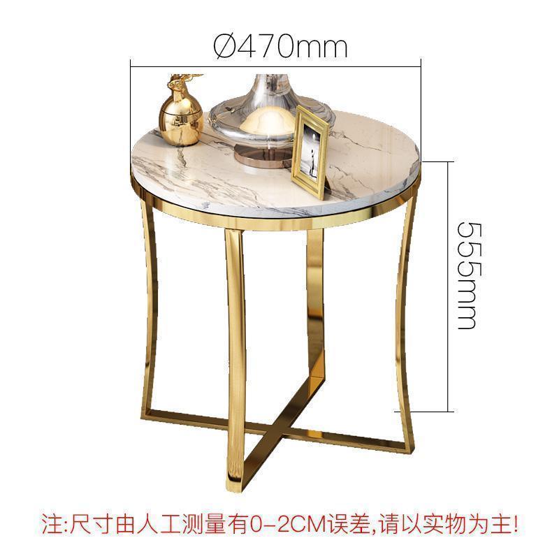 森美人现代简约美式角几客厅边几轻奢大理石沙发边几圆形小茶几 款式5：中花白