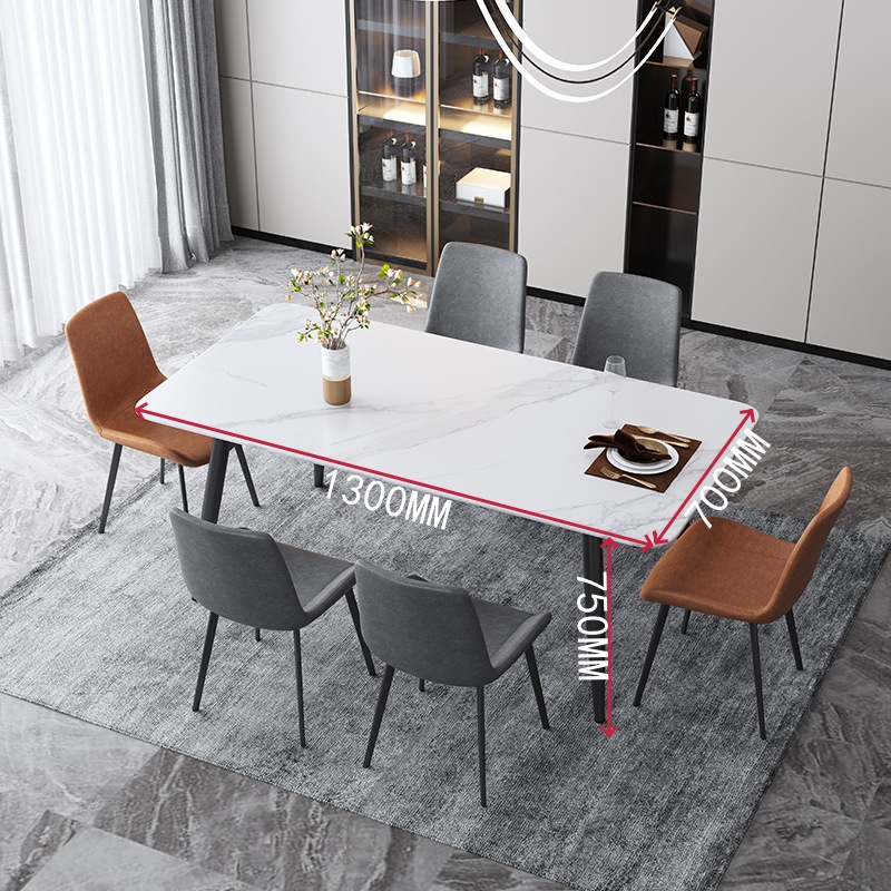 晋舰 岩板餐桌椅组合新中式家用现代简约方形饭桌小户型1.3米一桌6椅高清大图