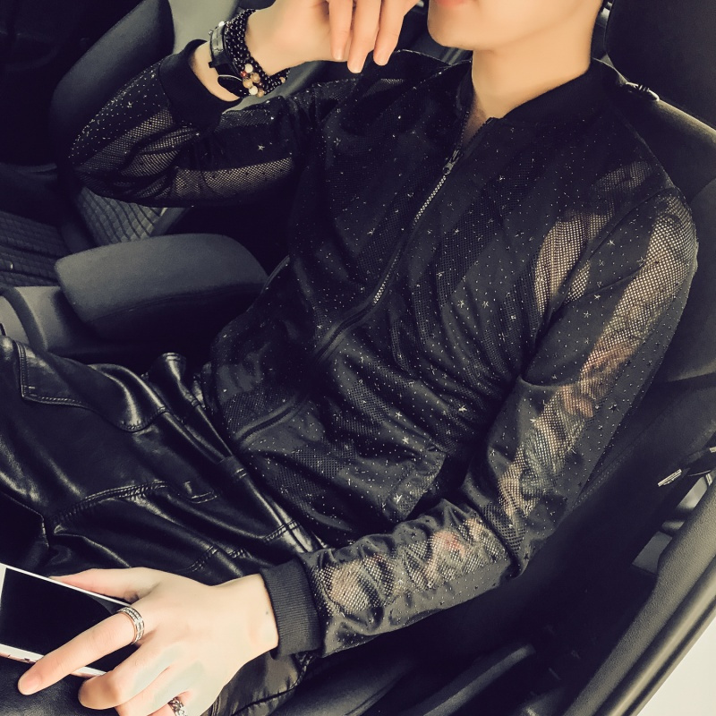 社会精神小伙防晒衣印花夜店服舞台装精神小伙男薄款宽松夹克外套